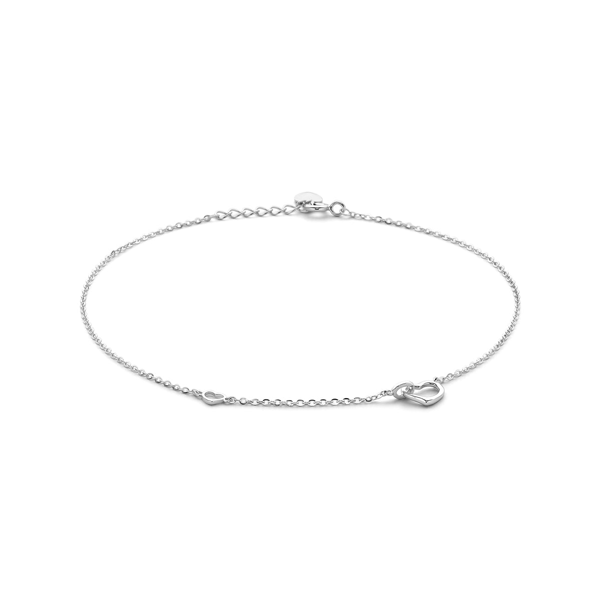 Enkelband hartjes 24 + 2 cm zilver gerhodineerd