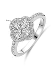 Gerhodineerd Zilver Ring Klavertje Met Zirkonia Halo 1339185 - PansiteNederland.nl