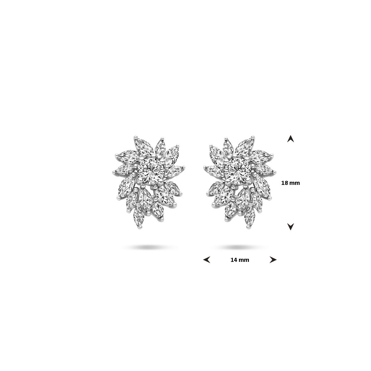 Fantasy Collection Oorbellen zirkonia 18 mm zilver