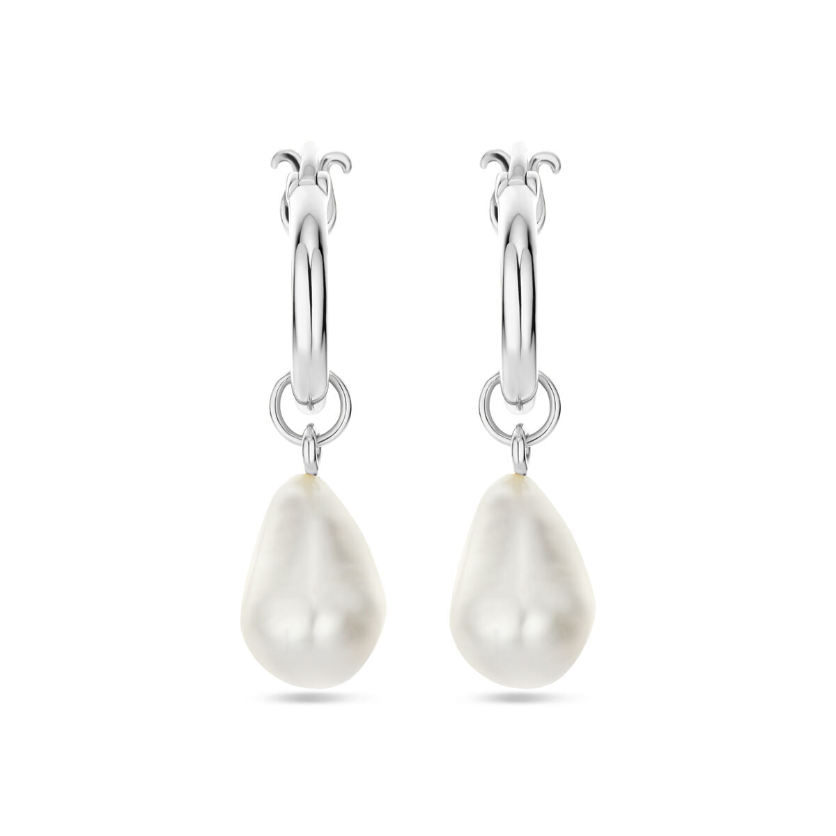 Fantasy Collection Oorbellen barok parel 32 mm zilver