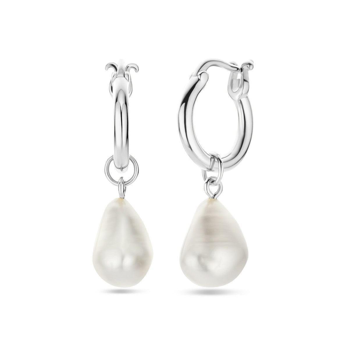 Fantasy Collection Oorbellen barok parel 32 mm zilver