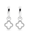 Zilver Gerhodineerd Oorringen Met Hanger Klavertje Zirkonia 24 mm 1339245 - PansiteNederland.nl