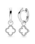 Zilver Gerhodineerd Oorringen Met Hanger Klavertje Zirkonia 24 mm 1339245 - PansiteNederland.nl