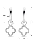 Zilver Gerhodineerd Oorringen Met Hanger Klavertje Zirkonia 24 mm 1339245 - PansiteNederland.nl