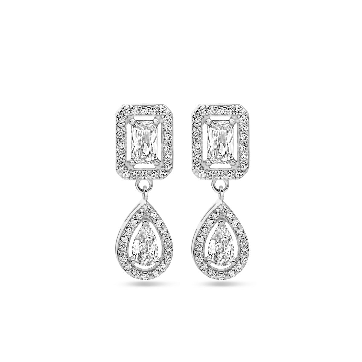 Fantasy Collection Hangende oorbellen zirkonia 20 mm zilver
