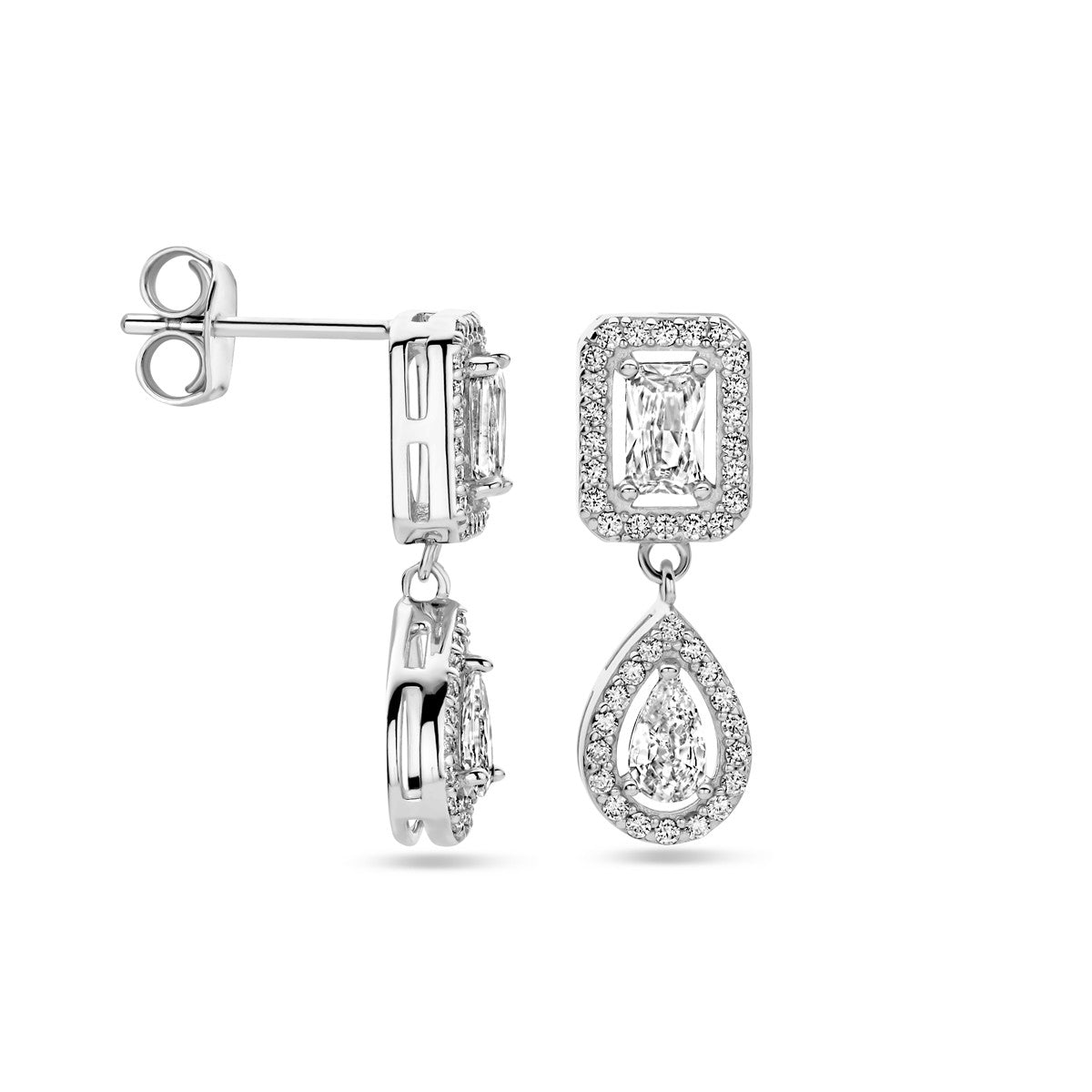 Fantasy Collection Hangende oorbellen zirkonia 20 mm zilver