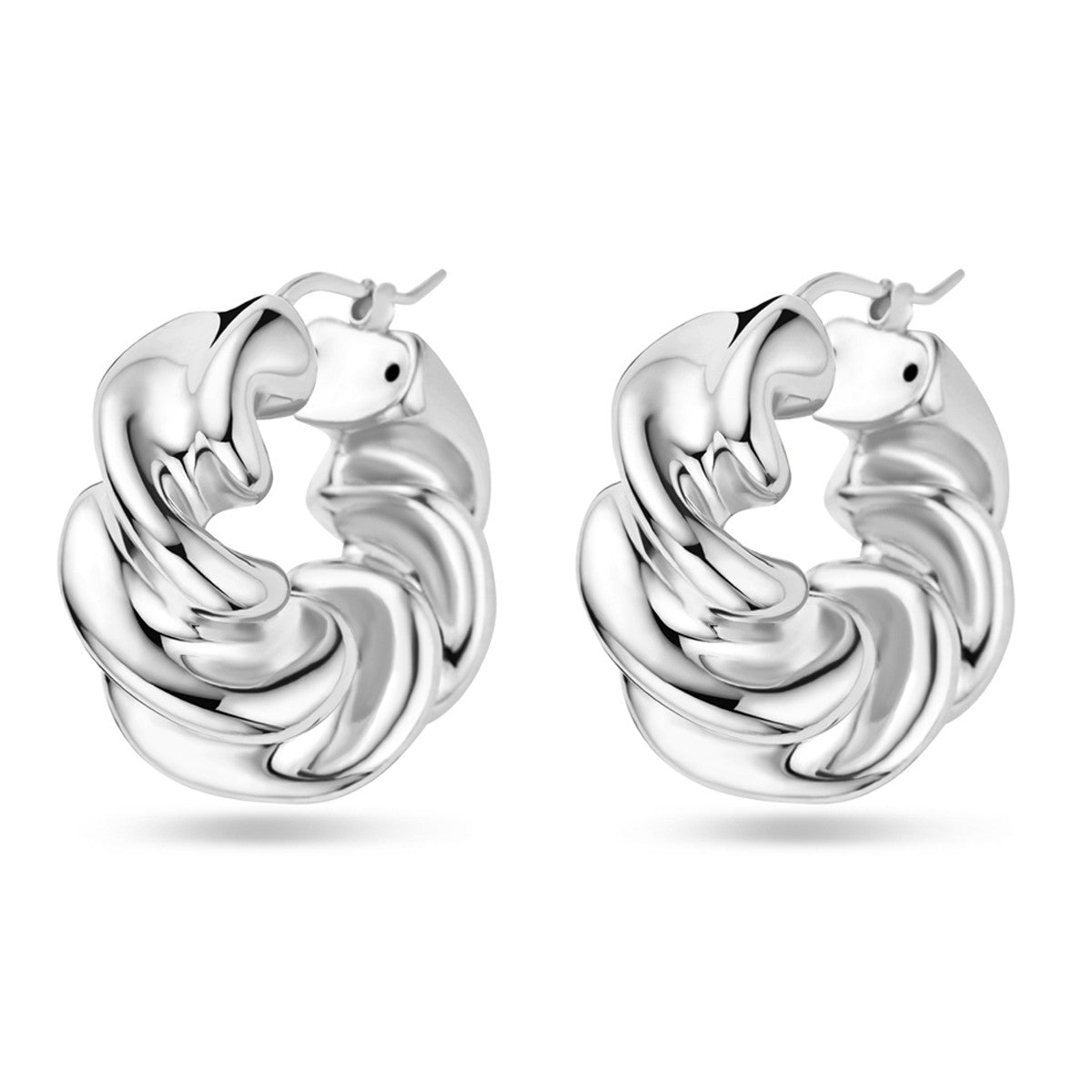 Fantasy Collection Oorbellen gedraaid 30 mm zilver