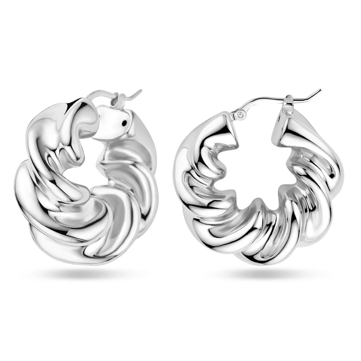 Fantasy Collection Oorbellen gedraaid 30 mm zilver