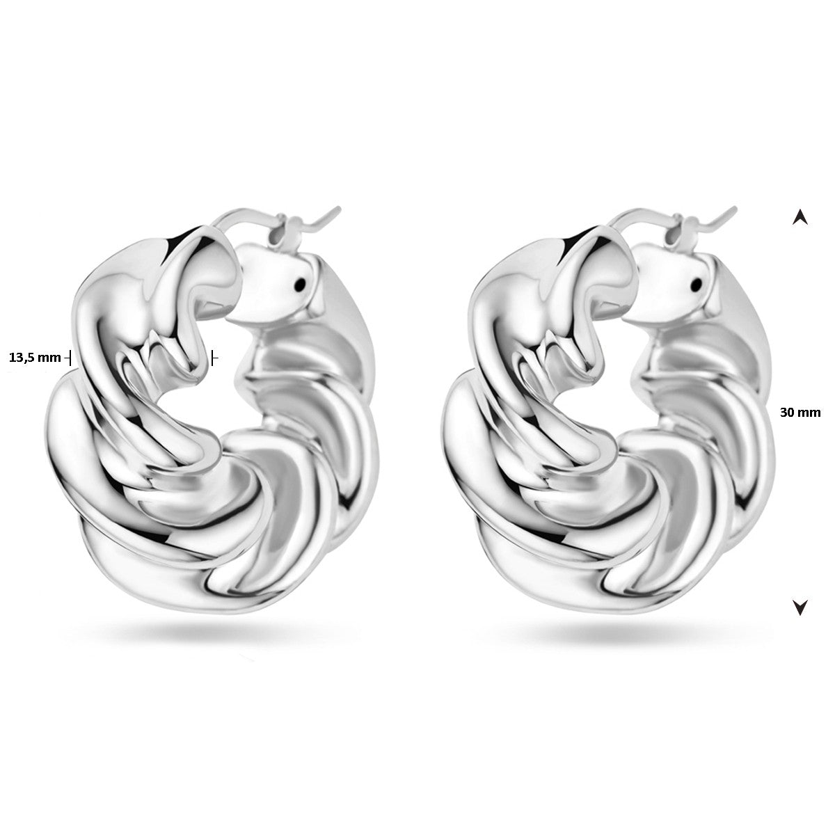 Fantasy Collection Oorbellen gedraaid 30 mm zilver