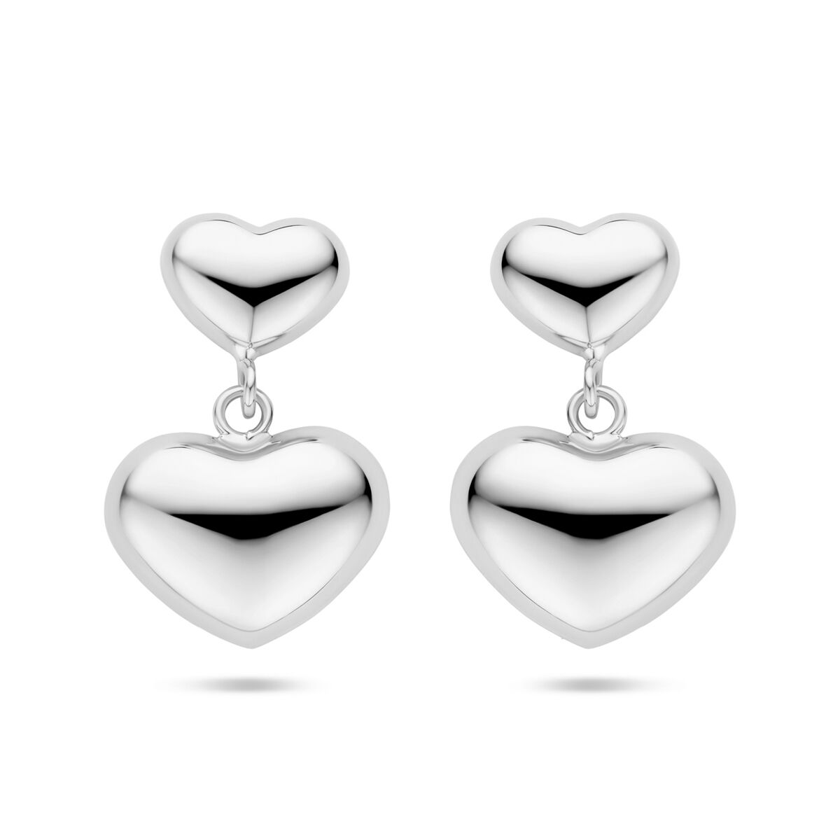 Fantasy Collection Hangende oorbellen hartjes 26 mm zilver