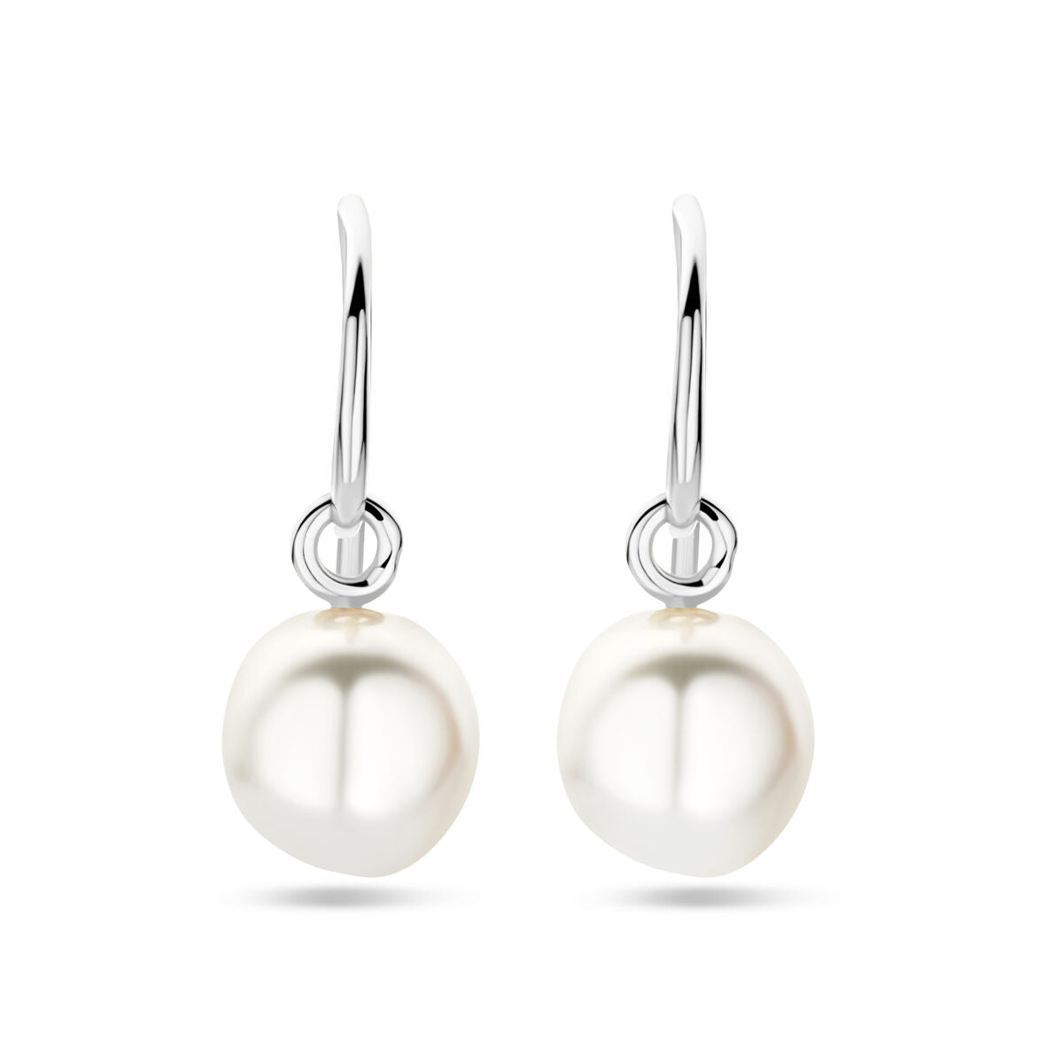 Fantasy Collection Hangende oorbellen franse haak parel 24 mm zilver