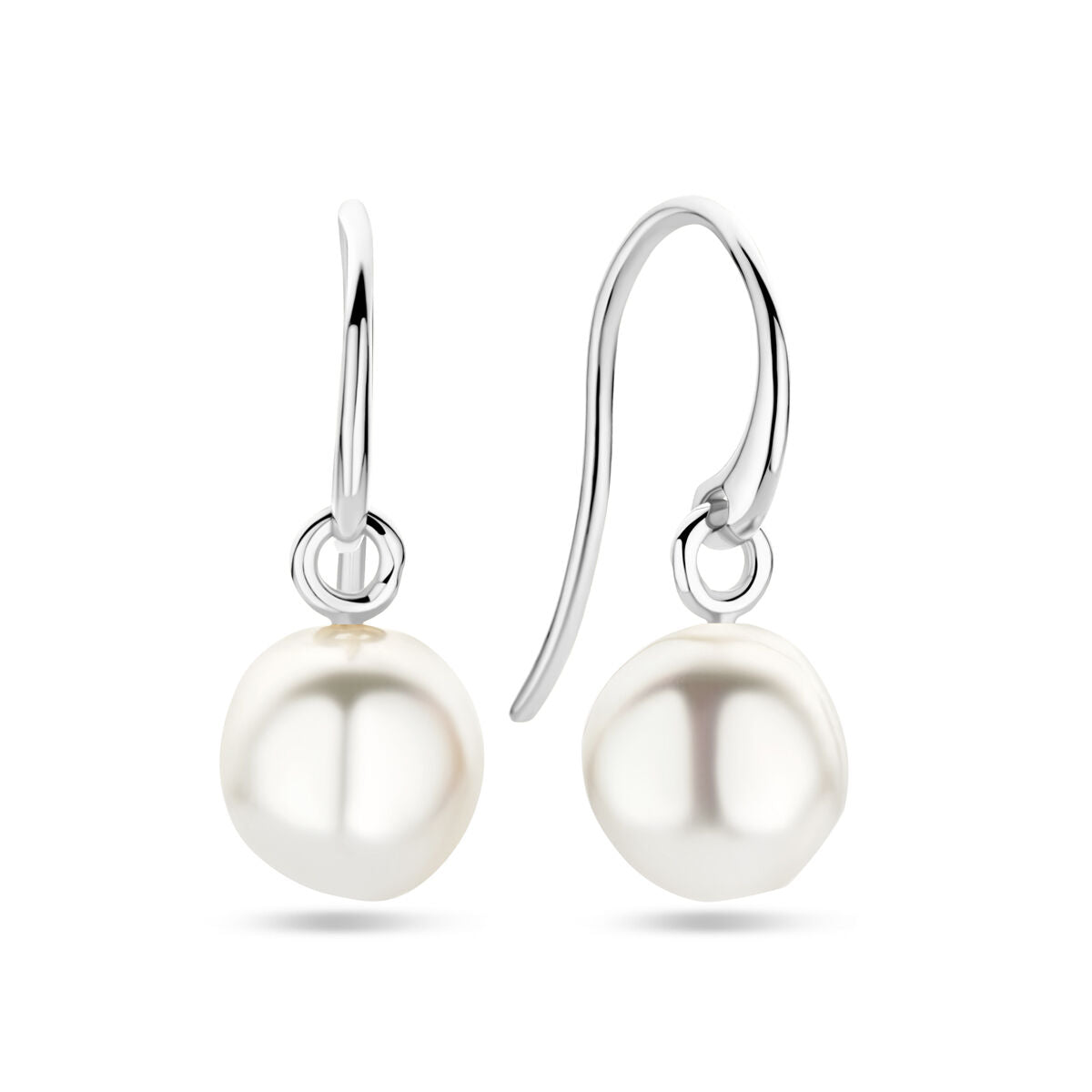 Fantasy Collection Hangende oorbellen franse haak parel 24 mm zilver