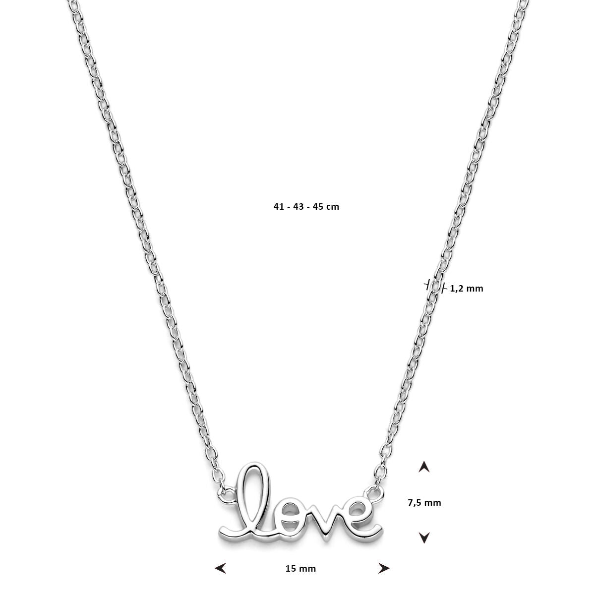 Fantasy Collection Collier love 41 - 43 - 45 cm zilver