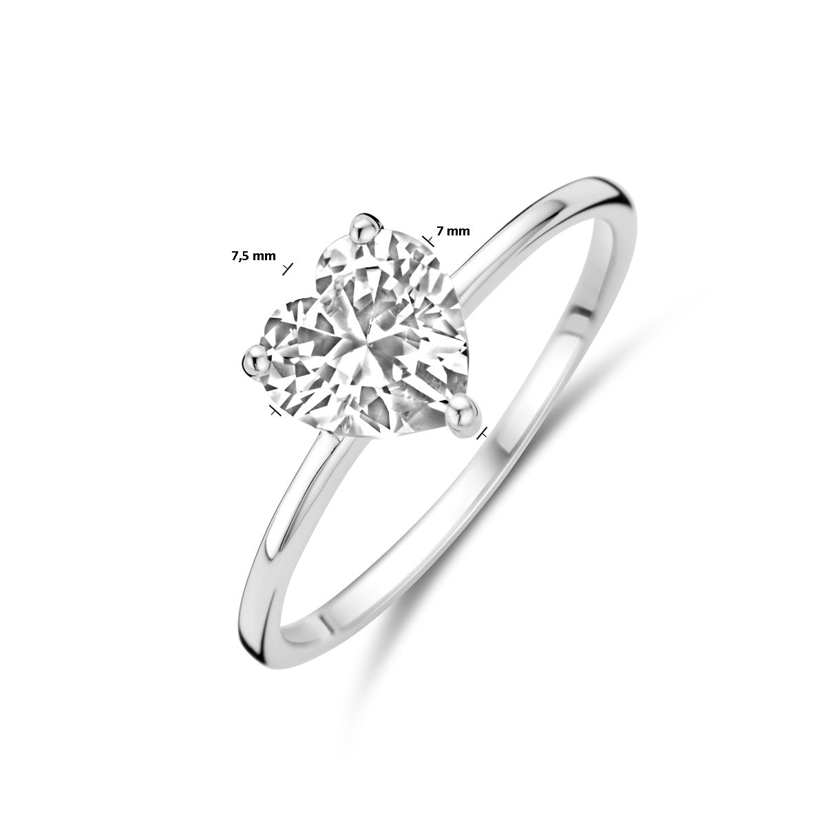 Fantasy Collection Ring hartje zirkonia zilver