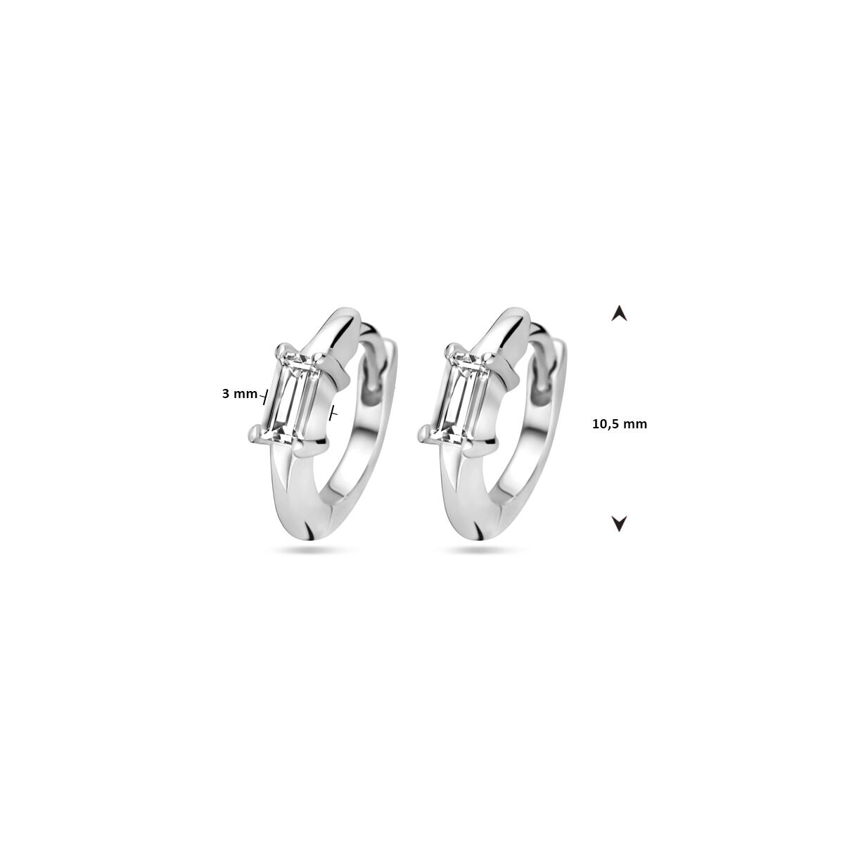 Fantasy Collection Oorbellen zirkonia 10,5 mm zilver