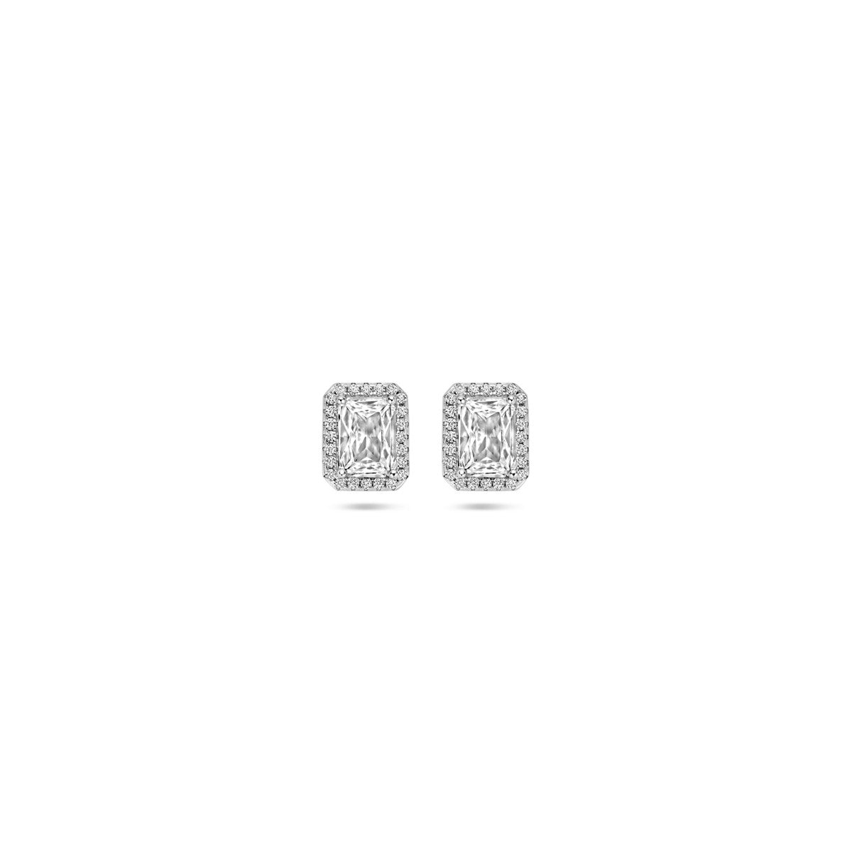 Fantasy Collection Oorbellen zirkonia halo 9,5 mm zilver