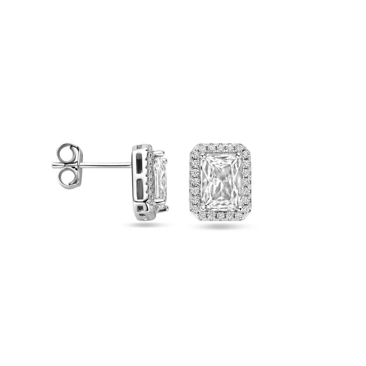 Fantasy Collection Oorbellen zirkonia halo 9,5 mm zilver