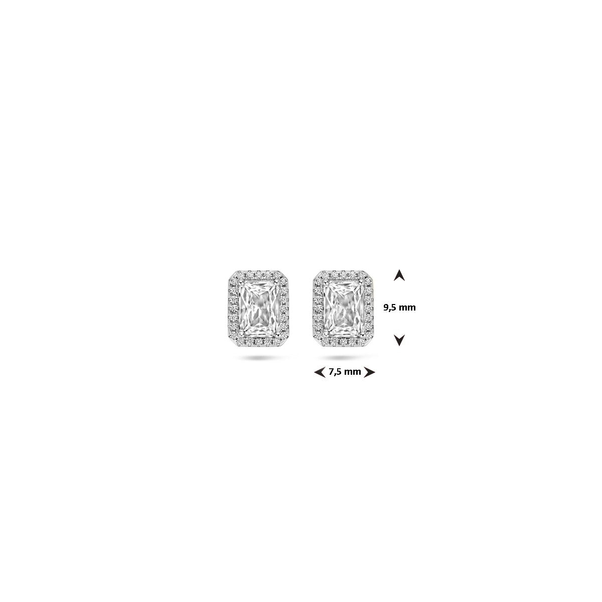 Fantasy Collection Oorbellen zirkonia halo 9,5 mm zilver