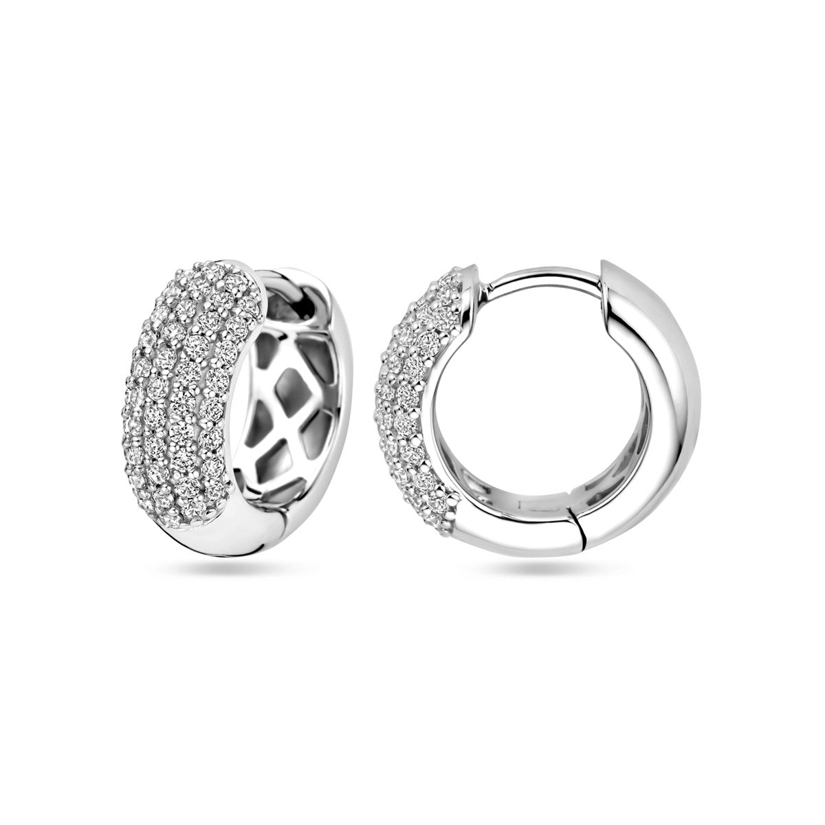 Fantasy Collection Oorbellen zirkonia 16 mm zilver