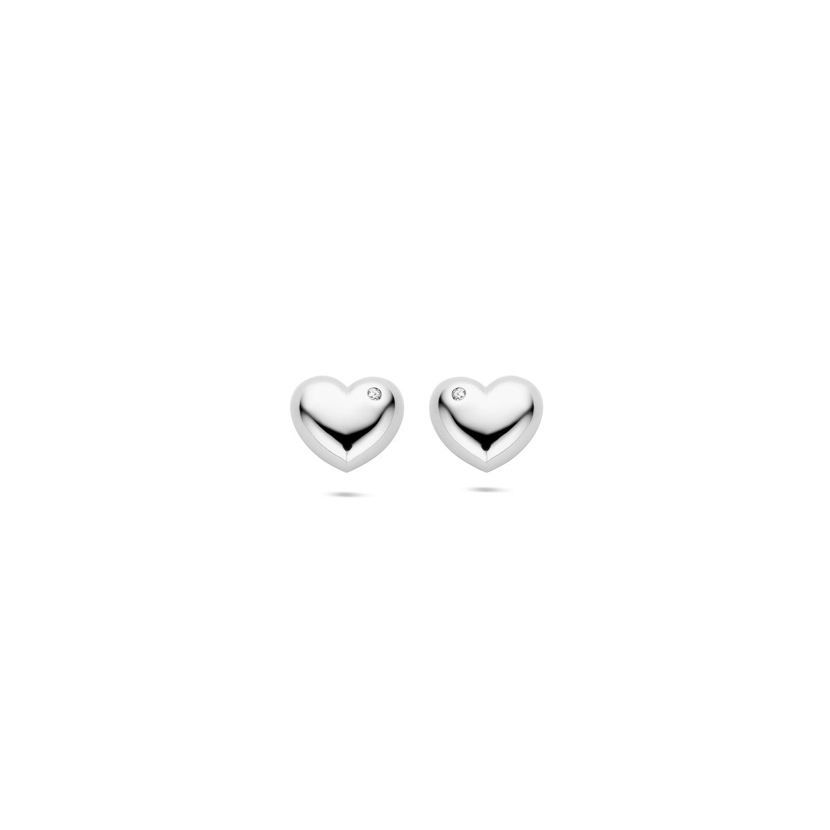 Fantasy Collection Oorbellen hartje zirkonia 9,5 mm zilver