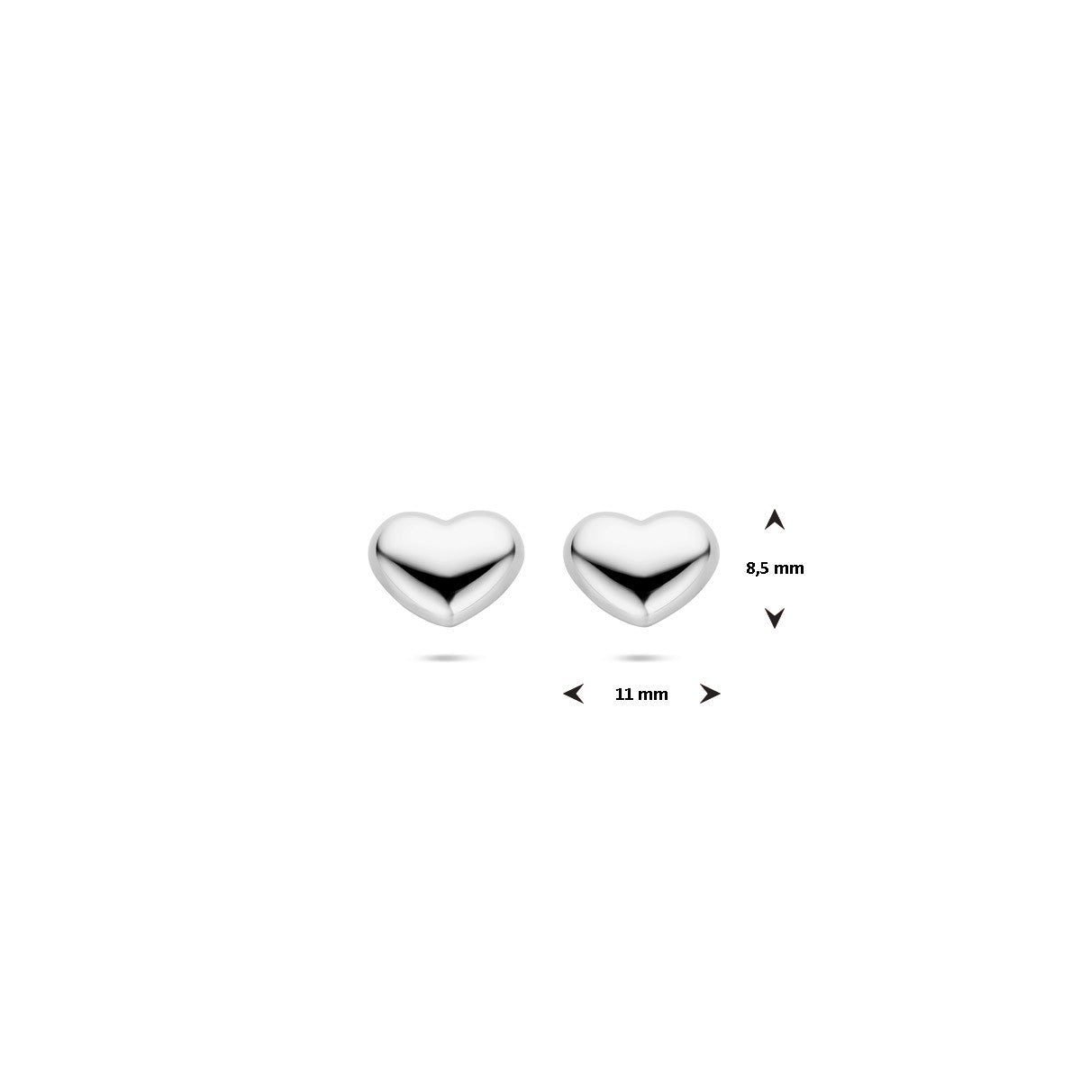 Oorbellen hartje 8,5 mm zilver