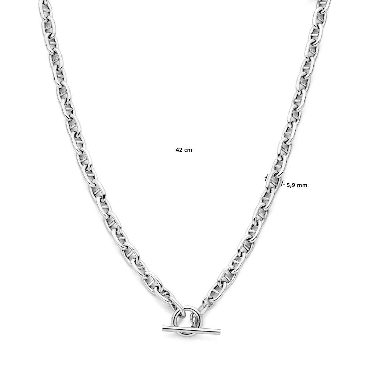 Collier marine ronde buis 5,9 mm 42 cm kapittelslot zilver