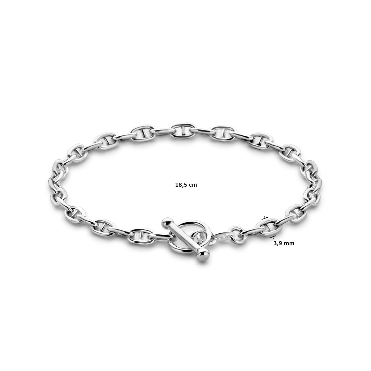 Fantasy Collection Armband marine ronde buis 3,9 mm 18.5 cm kapittelslot zilver