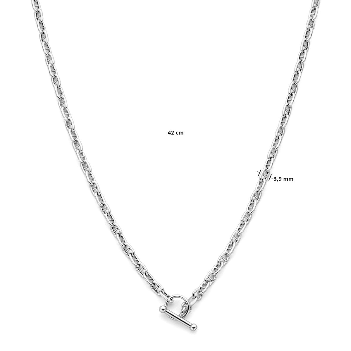Collier marine ronde buis 3,9 mm 42 cm kapittelslot zilver