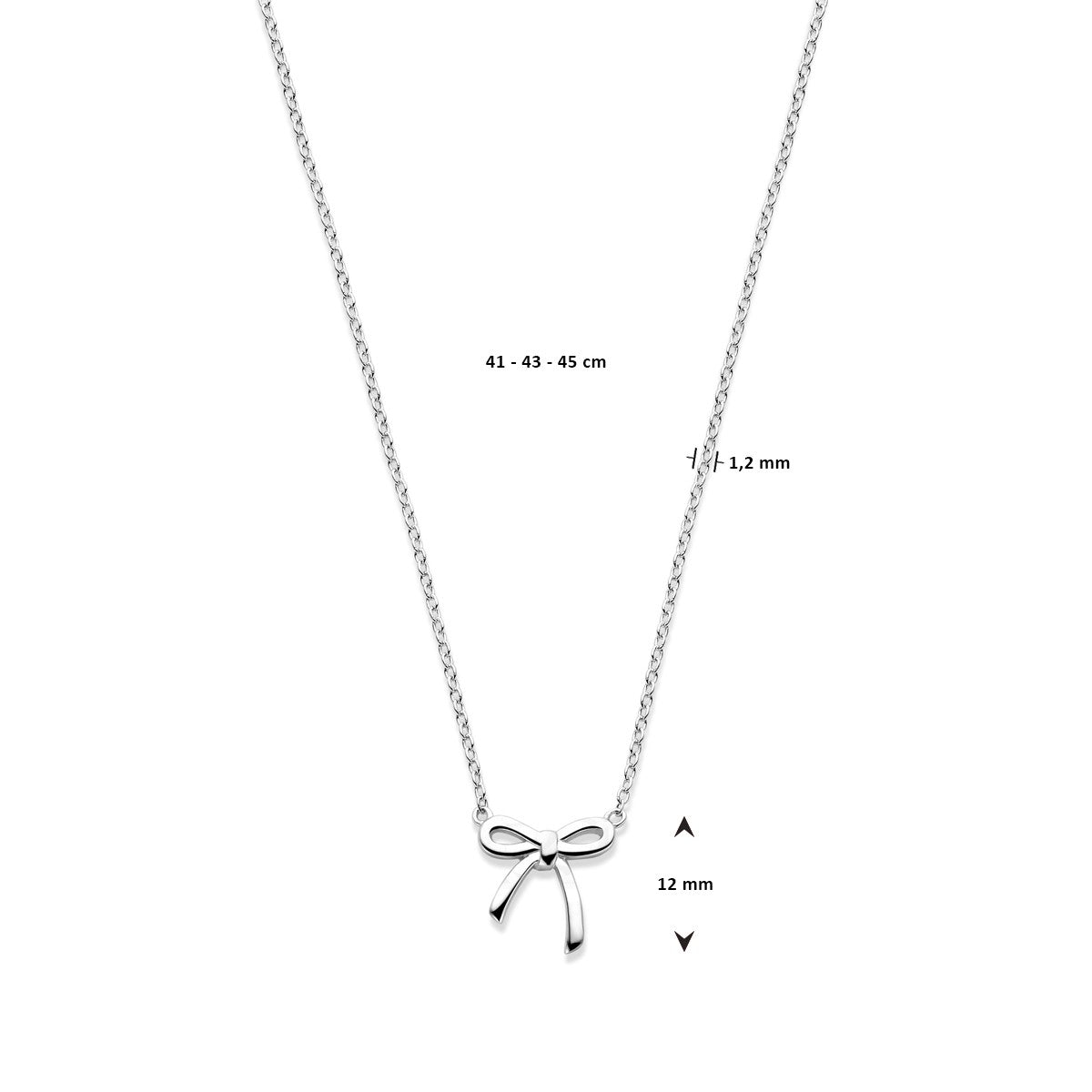 Collier strik 41 - 43 - 45 cm zilver