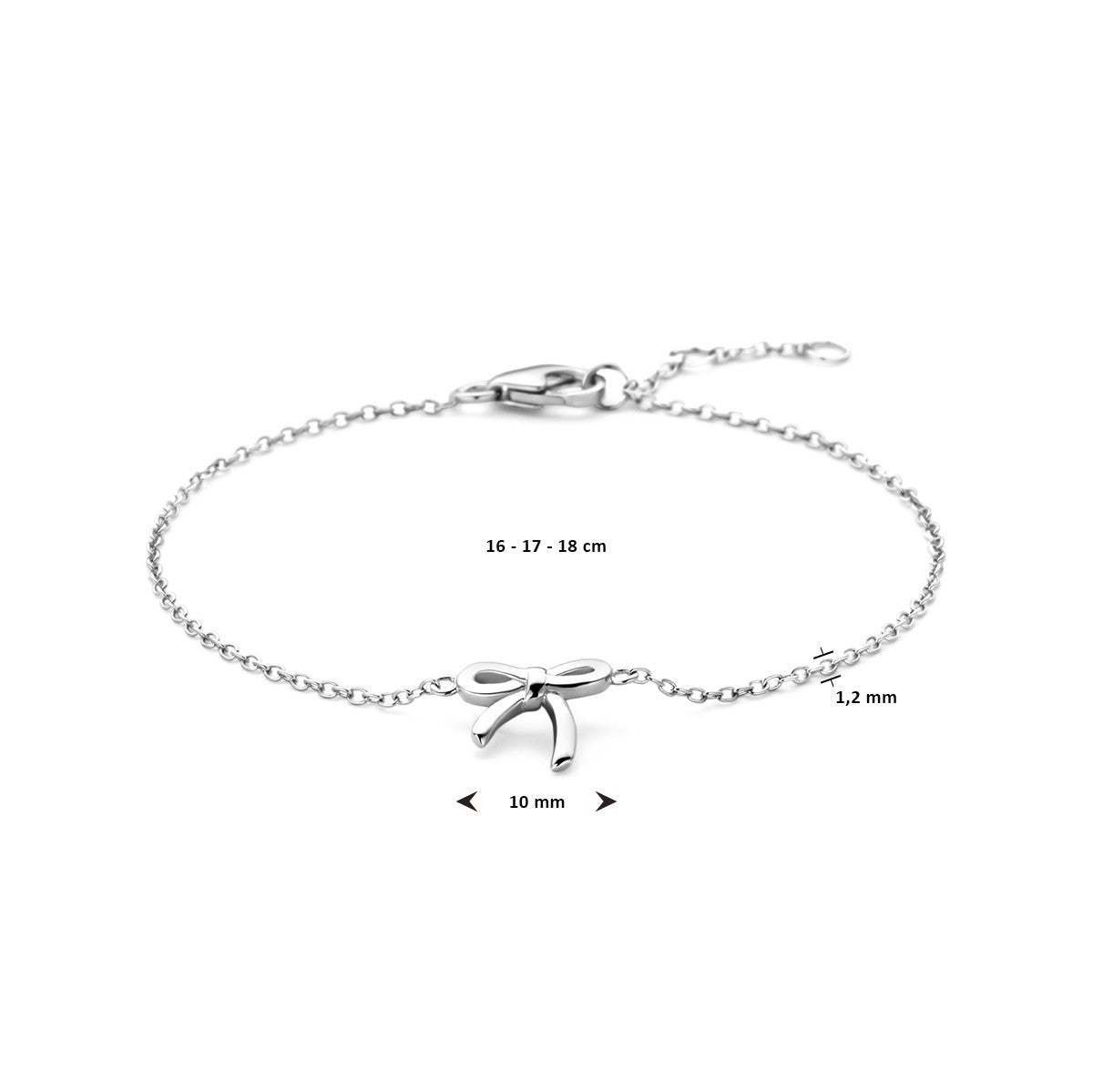 Fantasy Collection Armband strik 16 - 17 - 18 cm zilver