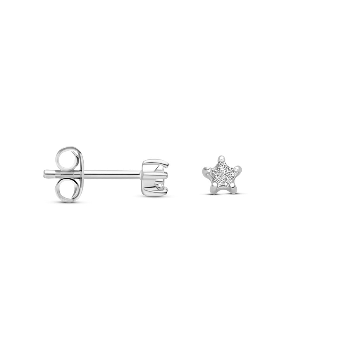 Fantasy Collection Oorbellen ster zirkonia 3,5 mm zilver