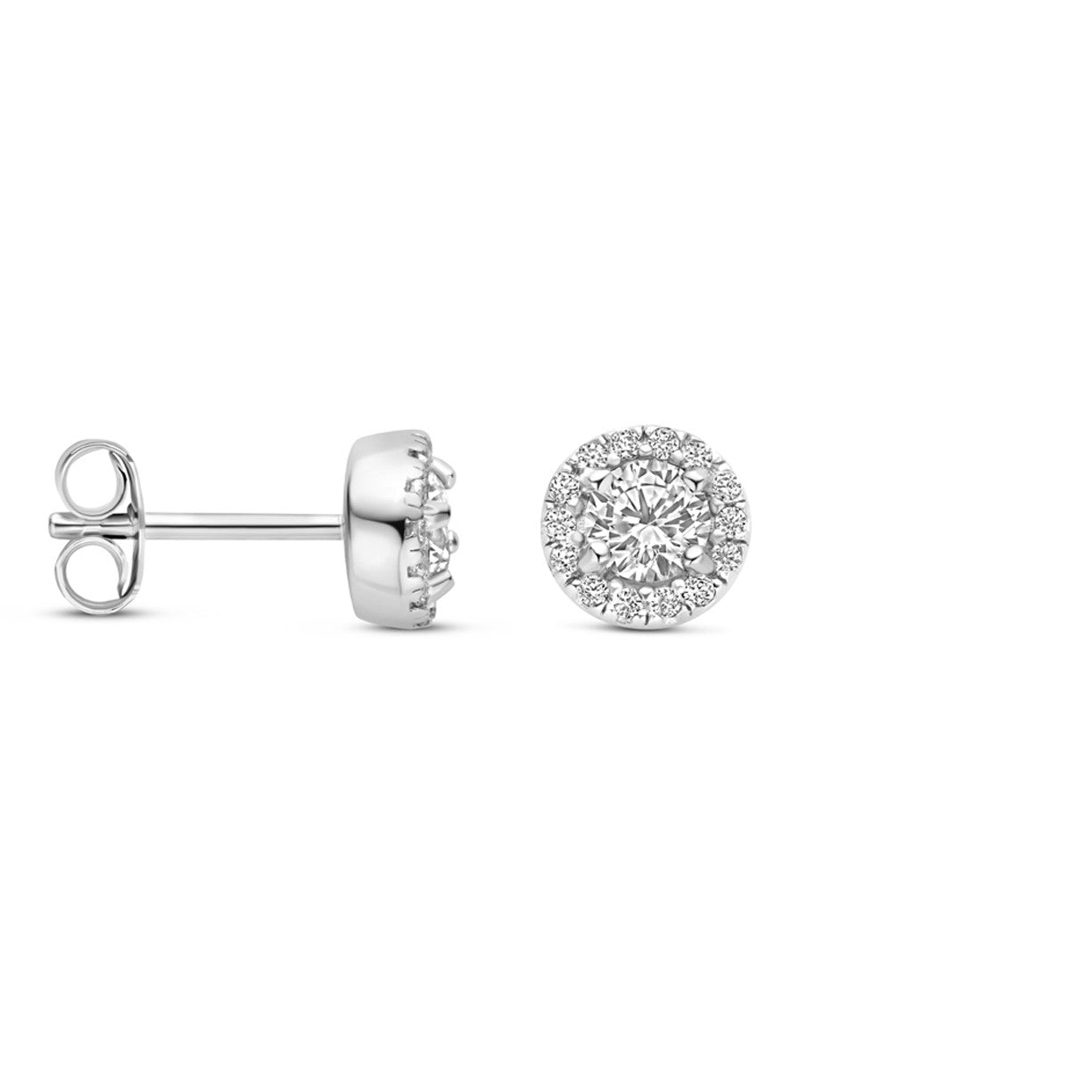 Fantasy Collection Oorbellen zirkonia 6 mm zilver