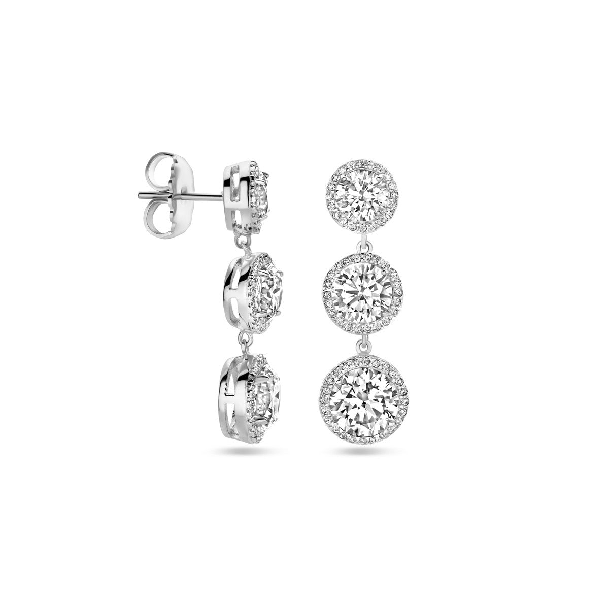 Fantasy Collection Hangende oorbellen zirkonia 33 mm zilver