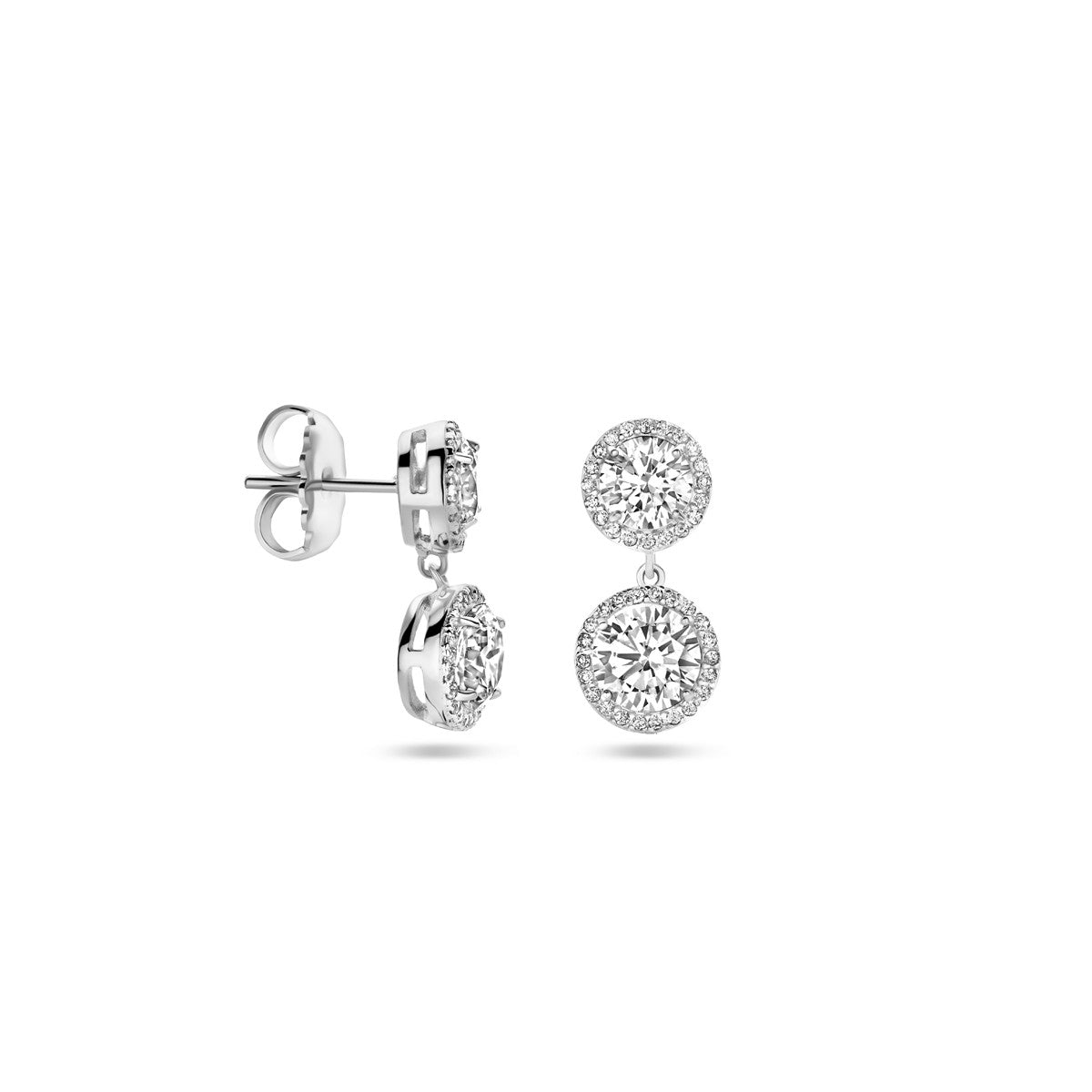 Fantasy Collection Hangende oorbellen zirkonia 20 mm zilver