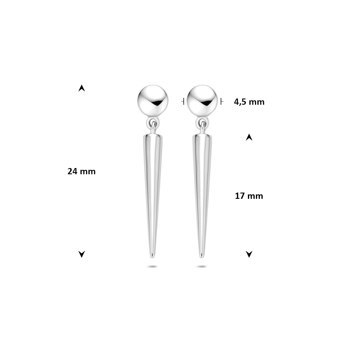Fantasy Collection Oorhangers zilver gerhodineerd 24 mm - afbeelding 4