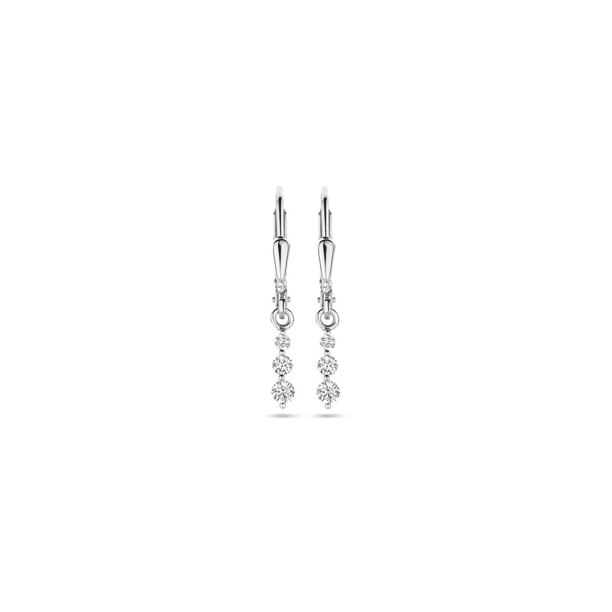 Fantasy Collection Hangende oorbellen zirkonia brisure haak 24 mm zilver