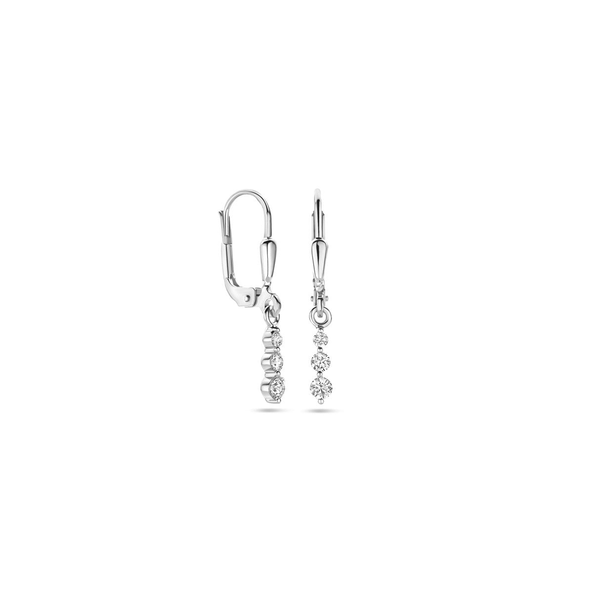 Fantasy Collection Hangende oorbellen zirkonia brisure haak 24 mm zilver