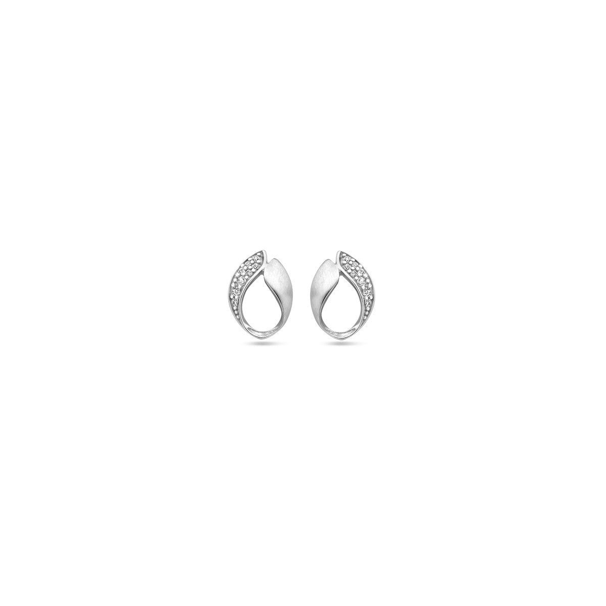 Fantasy Collection Oorbellen zirkonia poli/mat 10,5 mm zilver