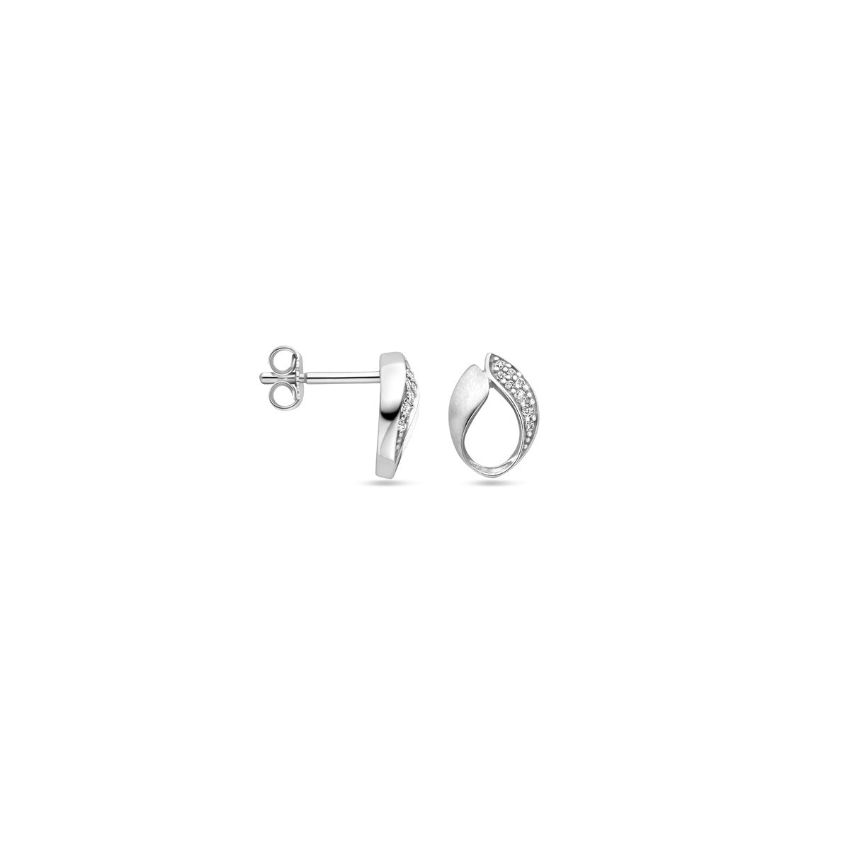 Fantasy Collection Oorbellen zirkonia poli/mat 10,5 mm zilver