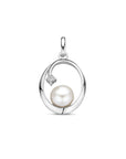 zilver gerhodineerd hanger ovaal parel en zirkonia 21 mm 1339750 - PansiteNederland.nl