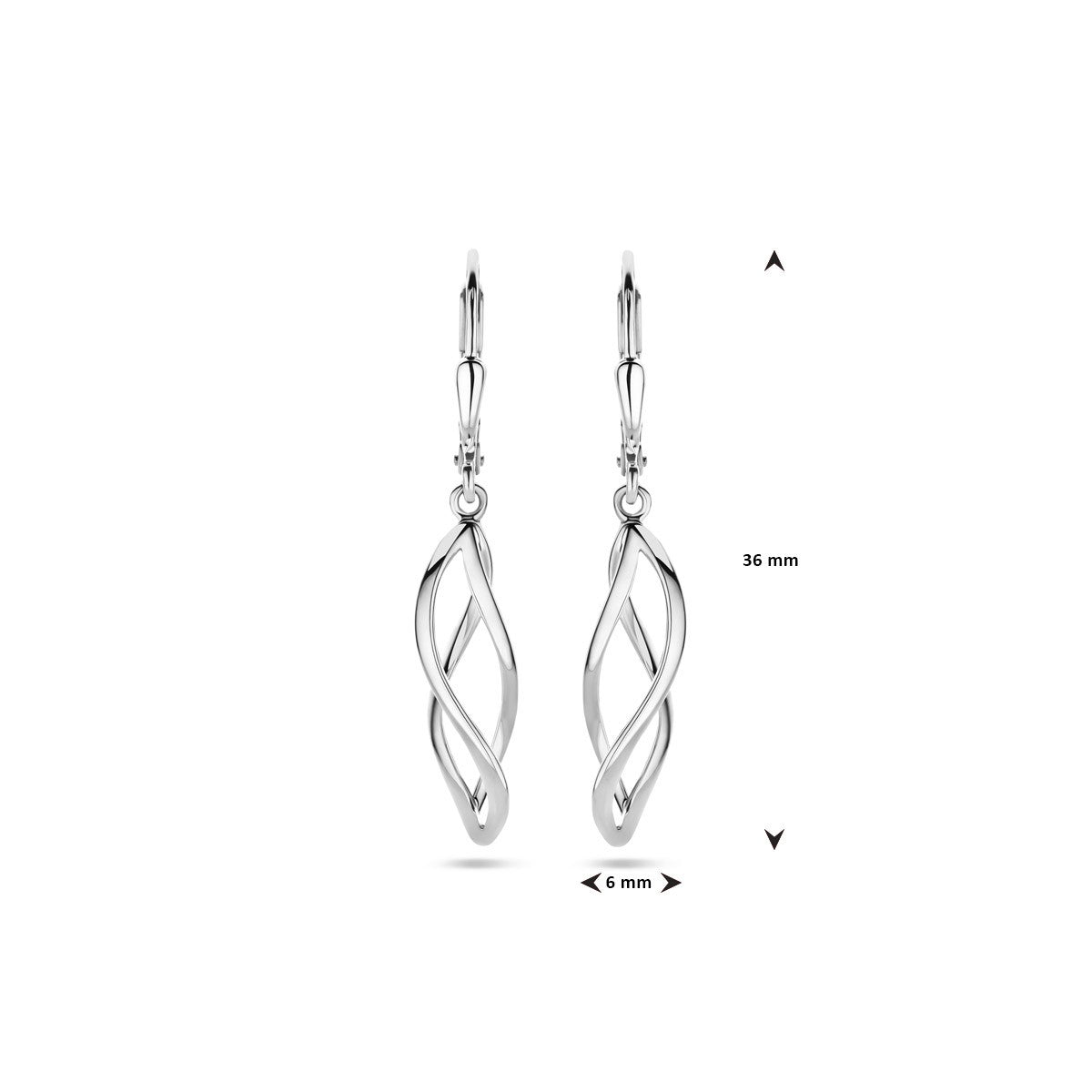 Hangende oorbellen brisure haak 36 mm zilver
