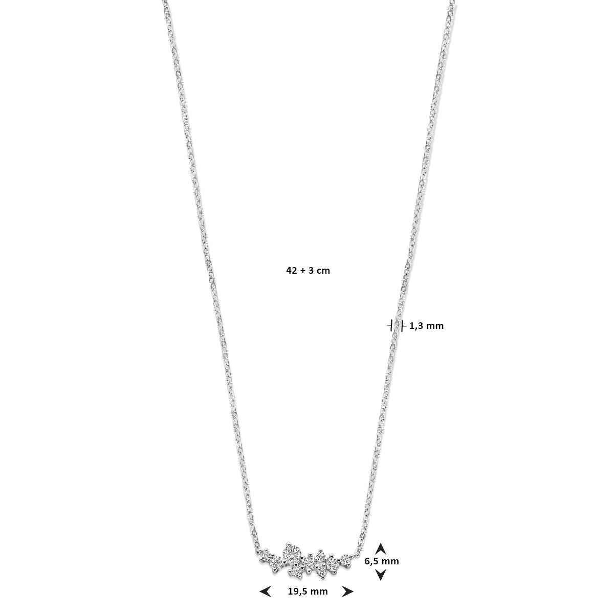 Fantasy Collection Collier zirkonia 42 + 3 cm zilver