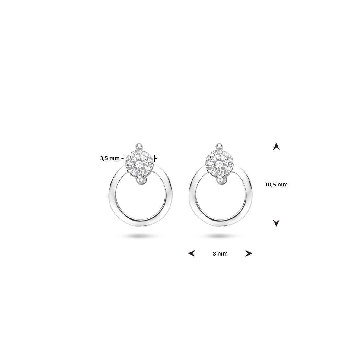 Fantasy Collection Oorbellen zirkonia 10,5 mm zilver