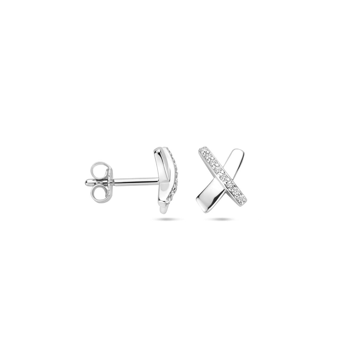 Fantasy Collection Oorbellen zirkonia 9 mm zilver