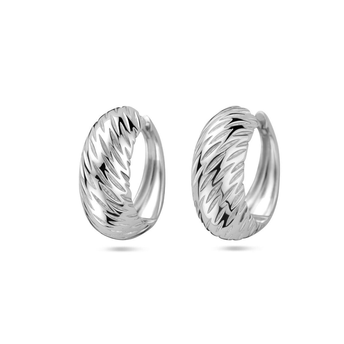 Fantasy Collection Oorbellen poli/mat 18 mm zilver