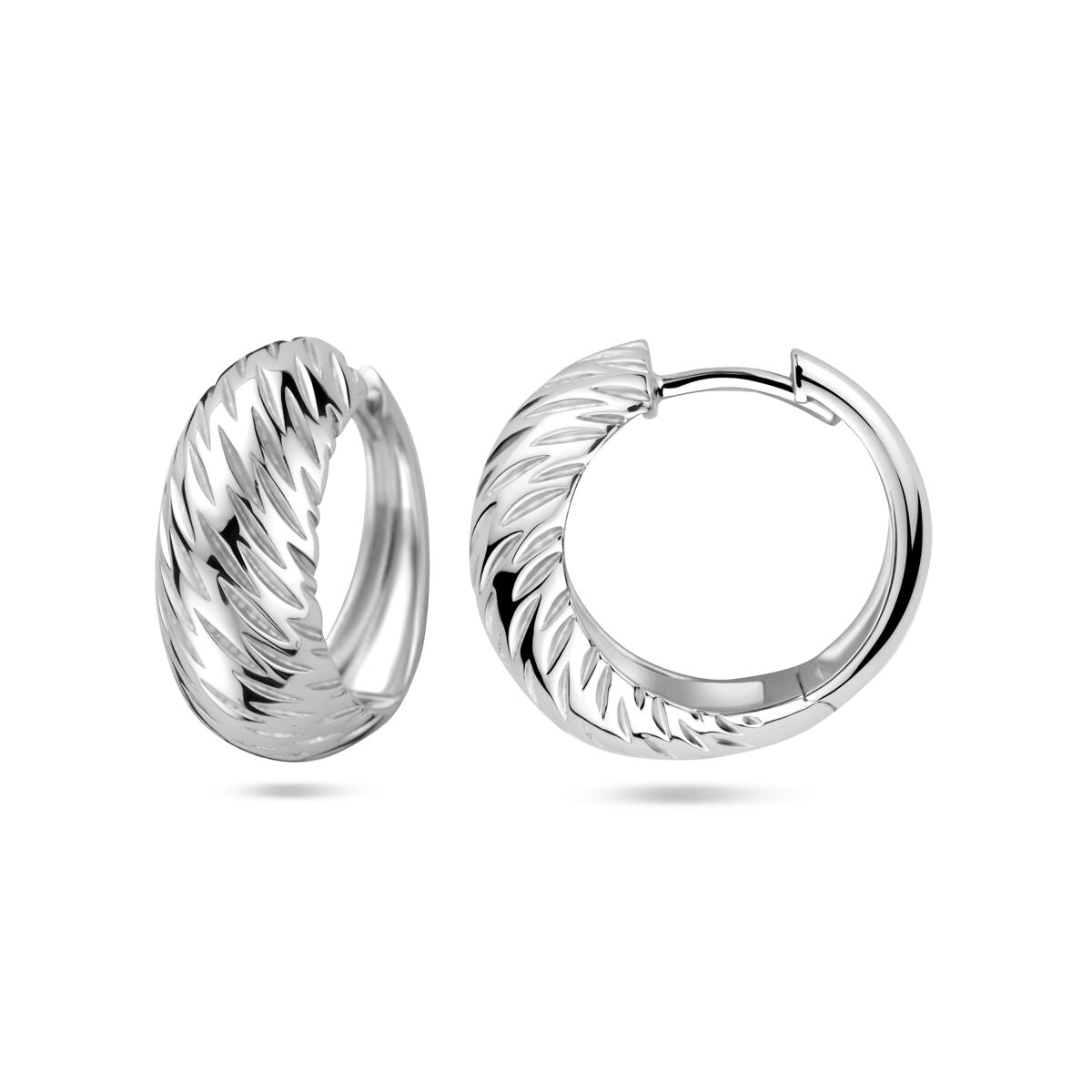 Fantasy Collection Oorbellen poli/mat 18 mm zilver