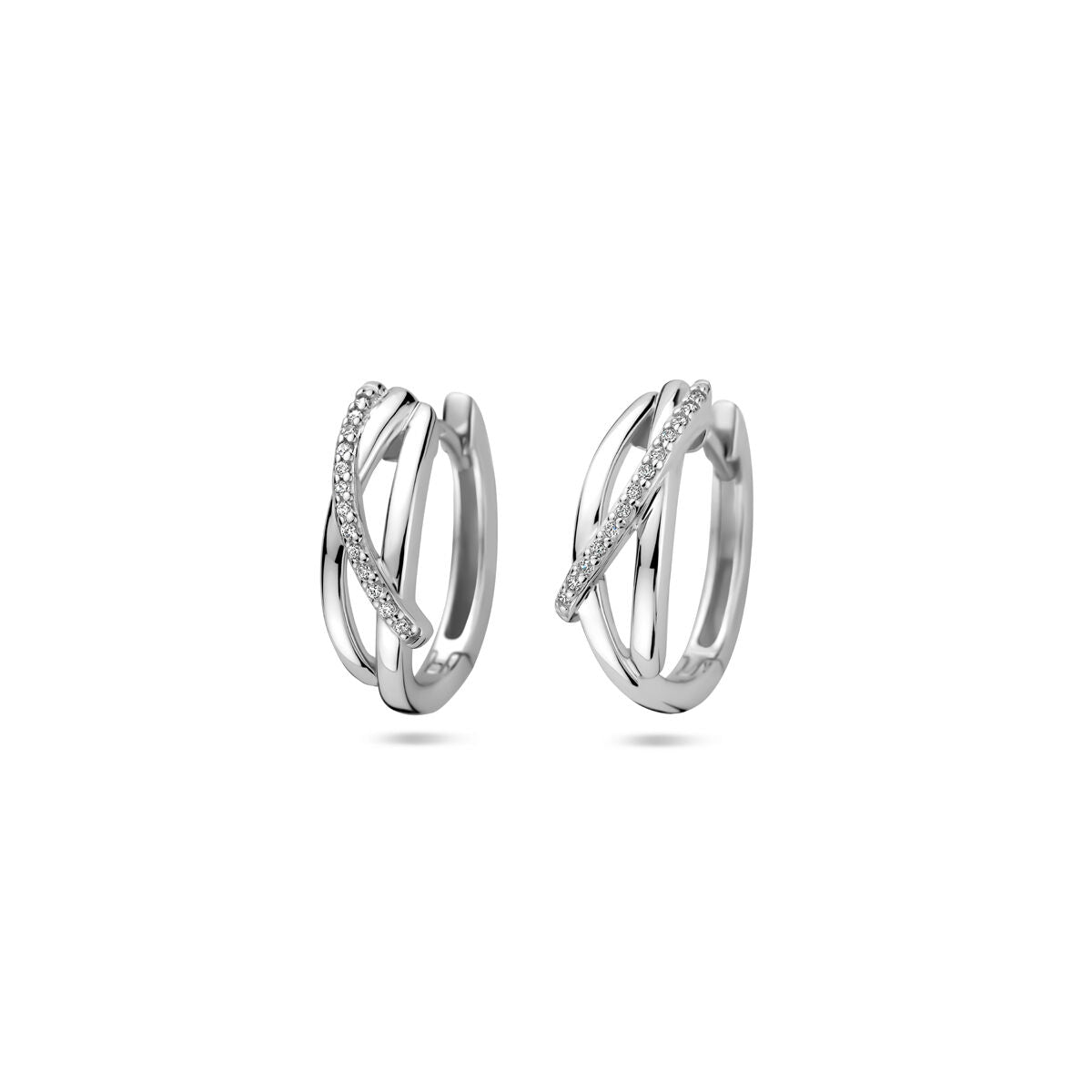 Fantasy Collection Oorbellen zirkonia 16 mm zilver