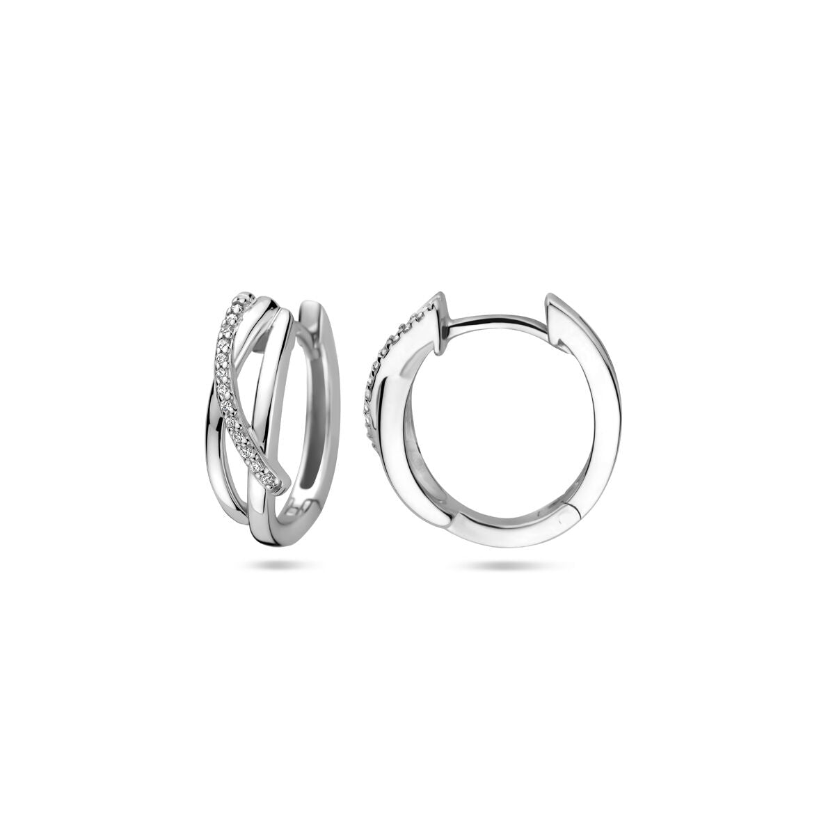 Fantasy Collection Oorbellen zirkonia 16 mm zilver