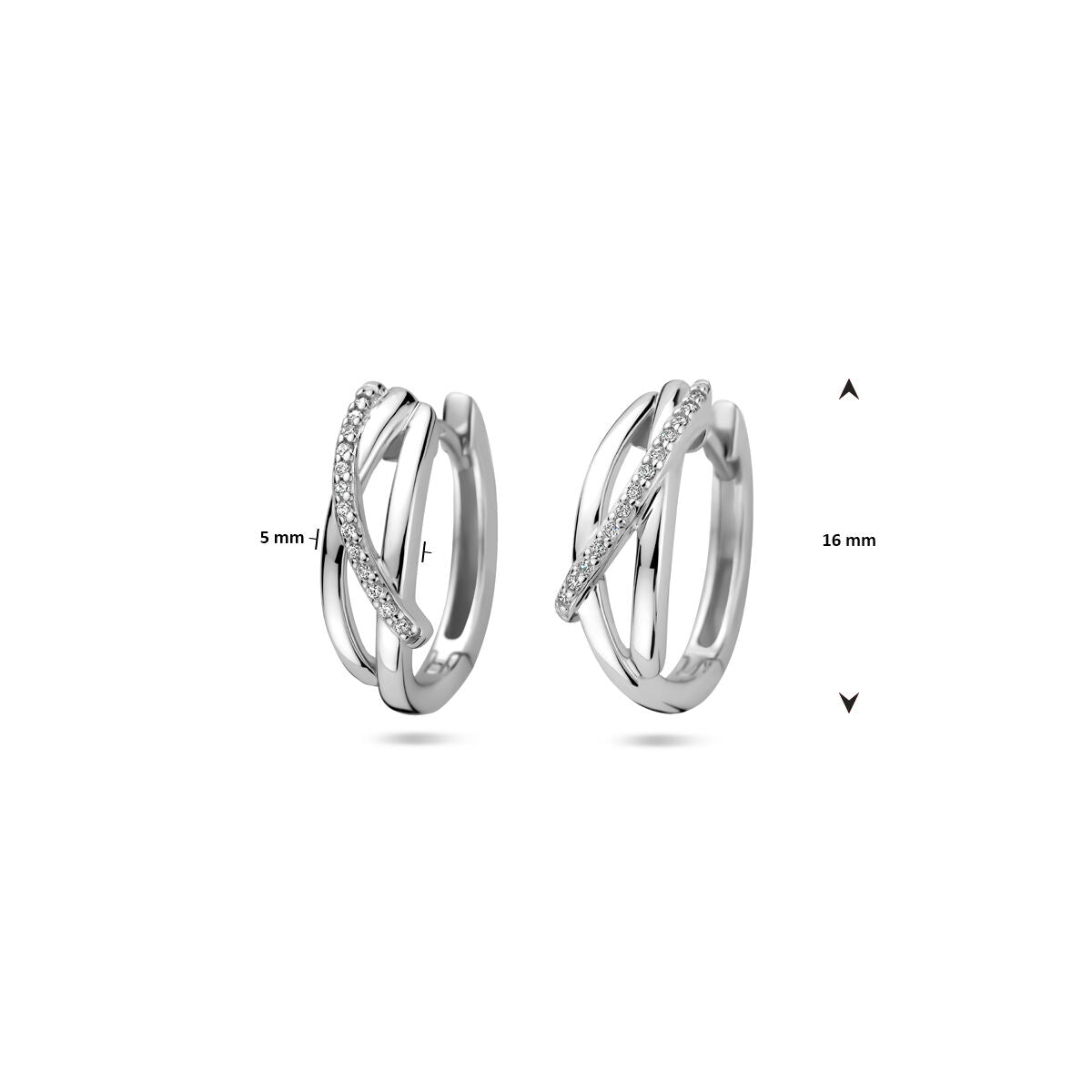 Fantasy Collection Oorbellen zirkonia 16 mm zilver