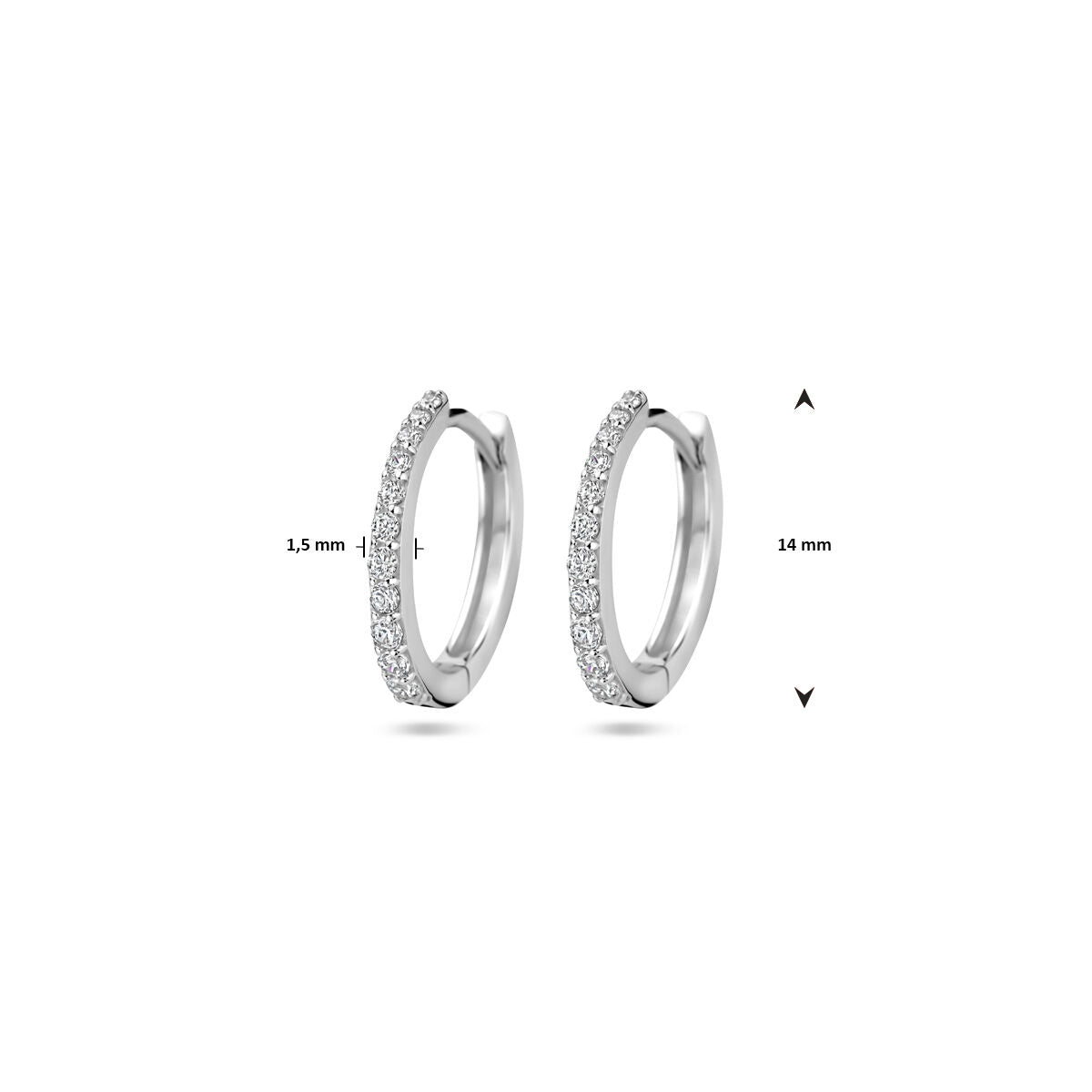 Fantasy Collection Oorbellen zirkonia 14 mm zilver